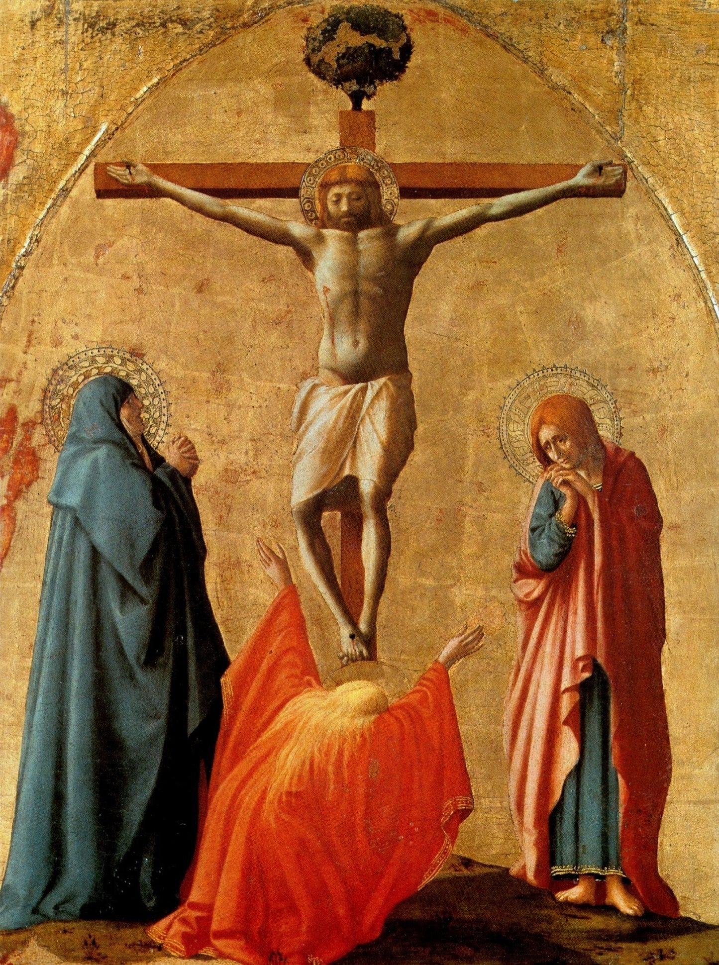 Crucifixion (Pediment of the Pisa Polyptych), vintage artwork by Masaccio, A3 (16x12") Poster Print