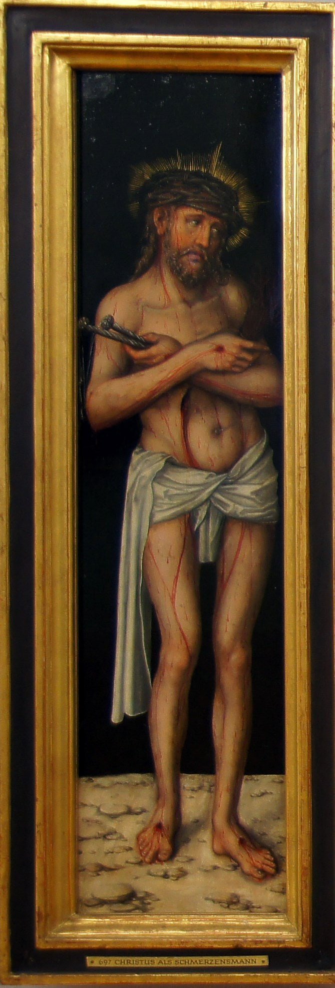 Crucifixion Triptych - Christ as the Man of Sorrows (verso), vintage artwork by Lucas Cranach the Elder, A3 (16x12") Poster Print