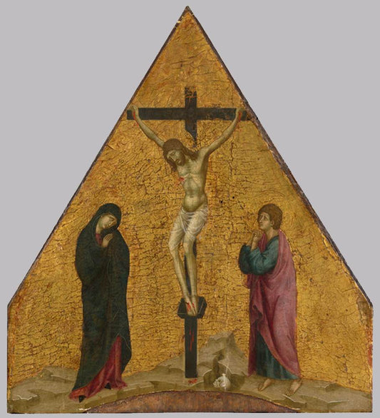 Crucifixion with the Virgin and St John the Evangelist, vintage artwork by Master of Città di Castello, 12x8" (A4) Poster