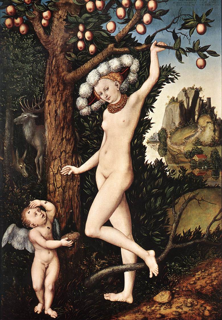 Cupid Complaining to Venus, vintage artwork by Lucas Cranach the Elder, A3 (16x12") Poster Print