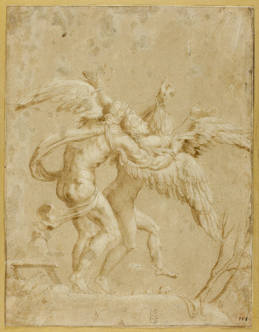 Daedalus and Icarus by Giulio Pippi, called Giulio Romano, 23x16"( A2 size) Poster Print