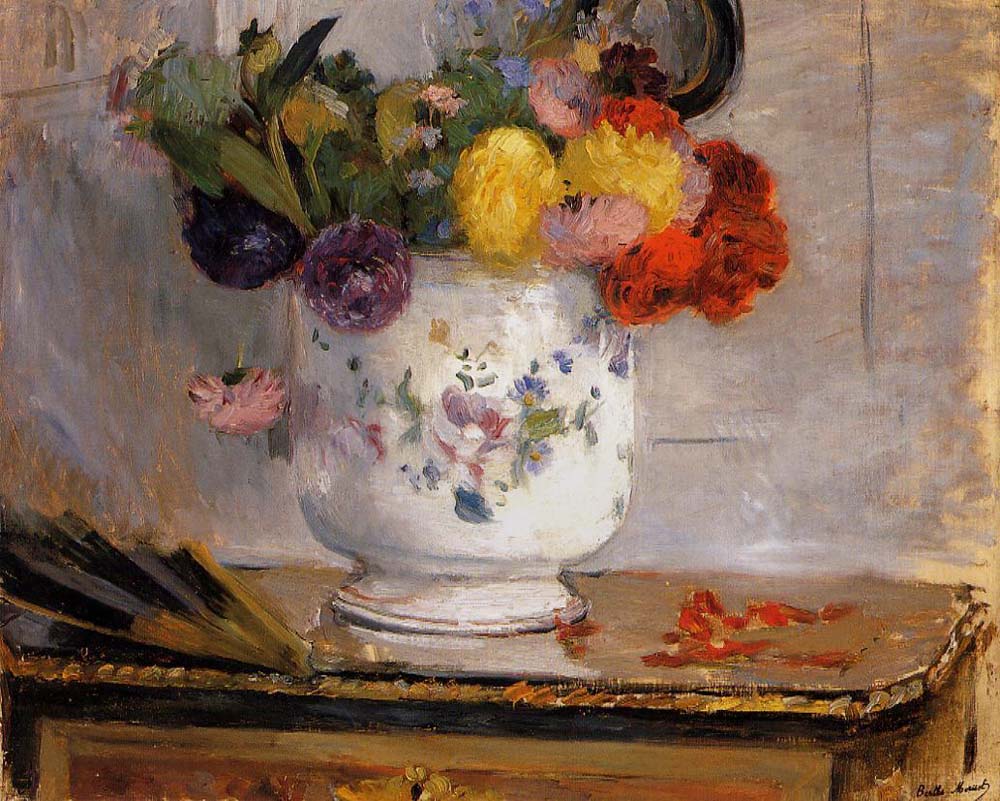 Dahlias - 1876 - by Berthe Morisot, vintage art, modern poster print