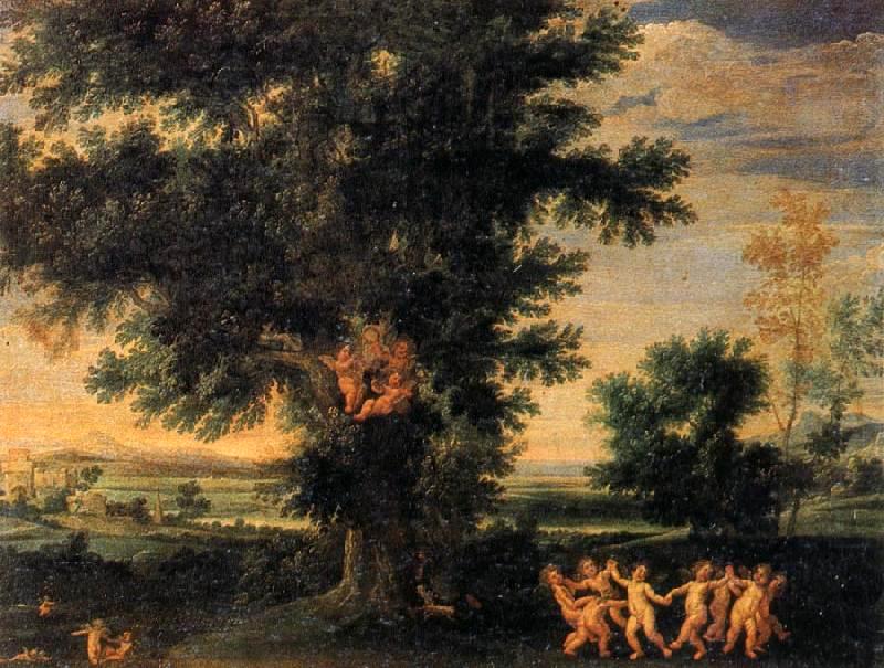 Dance of the Cupids, vintage artwork by Francesco Albani, 12x8" (A4) Poster