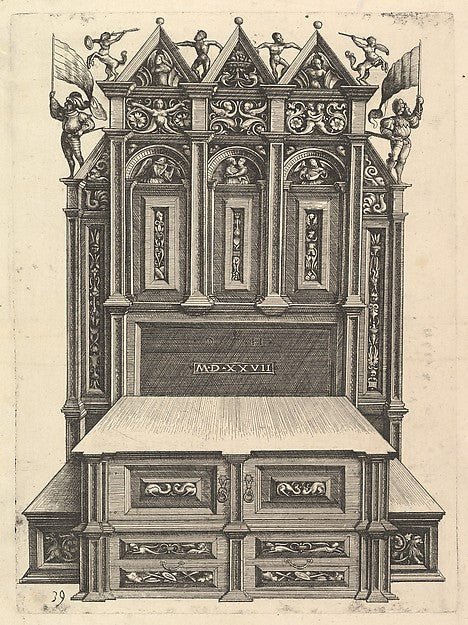 Daniel Hopfer:Design for a bed 1527, vintage artwork, 16x12"(A3) Poster Print