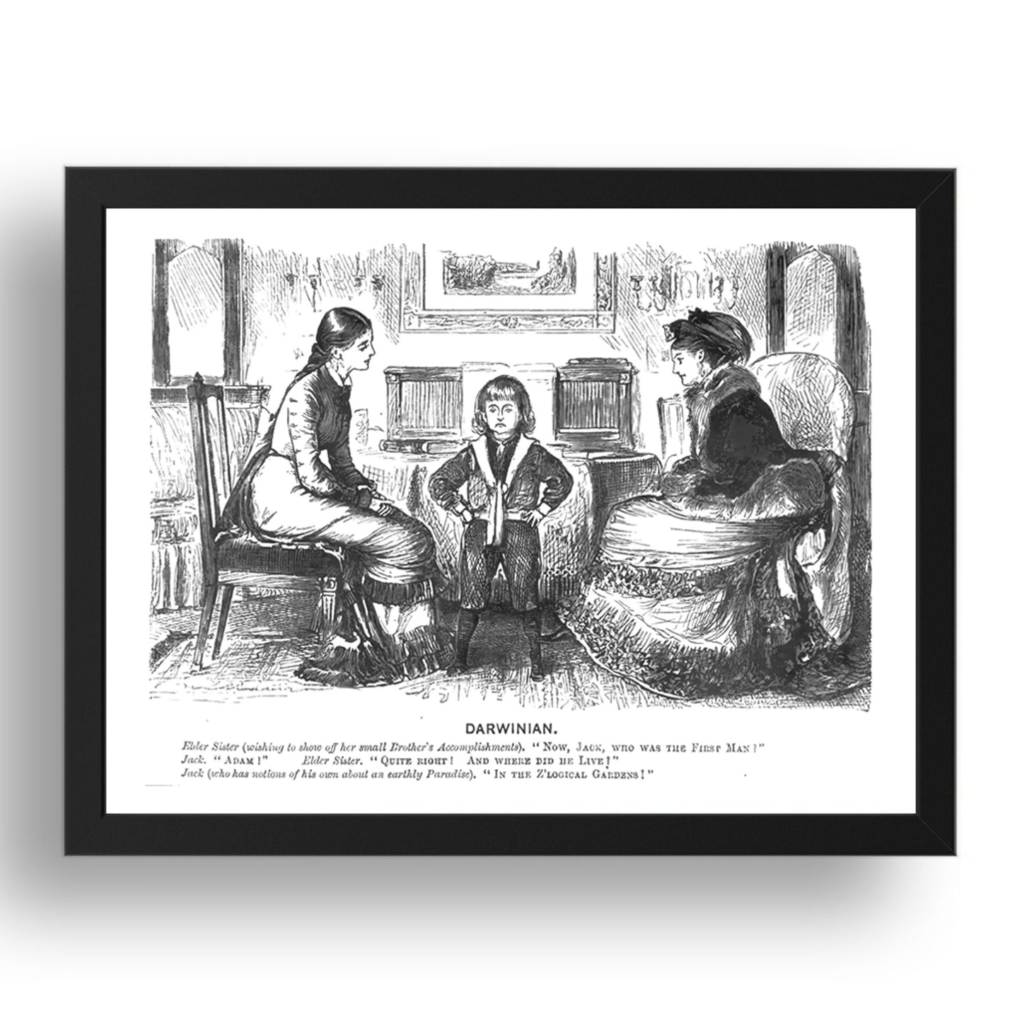 Darwinian, vintage historic poster in 17x13"(A3) Frame