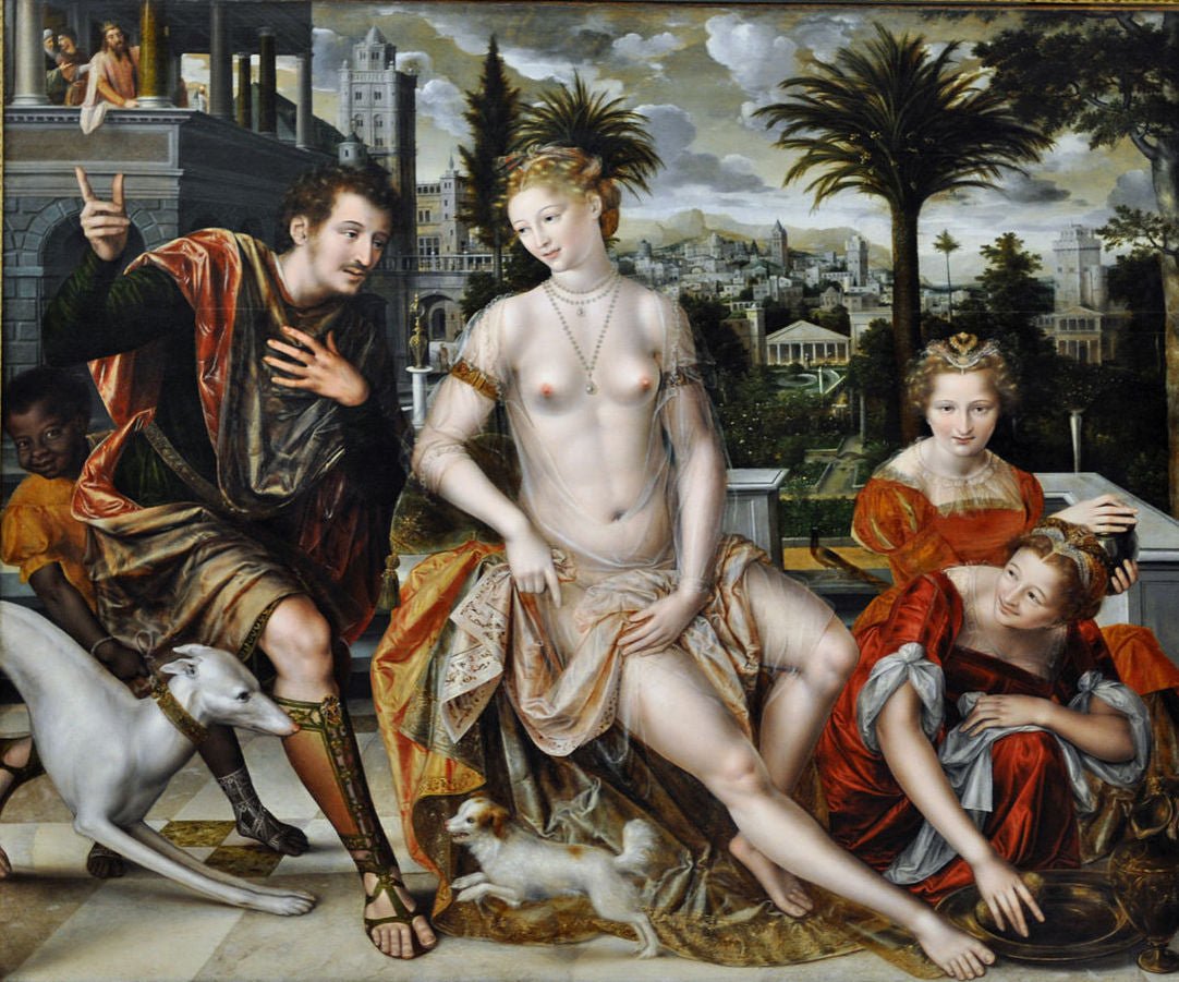 David and Bathsheba, vintage artwork by Jan Massys, A3 (16x12") Poster Print