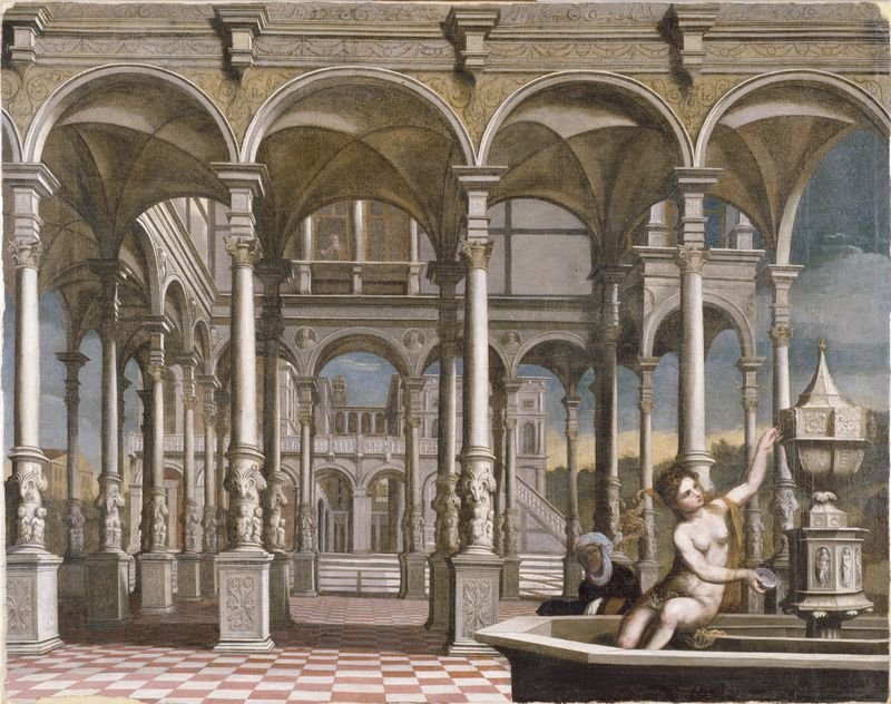 David and Bathsheba, vintage artwork by Paris Bordone, A3 (16x12") Poster Print