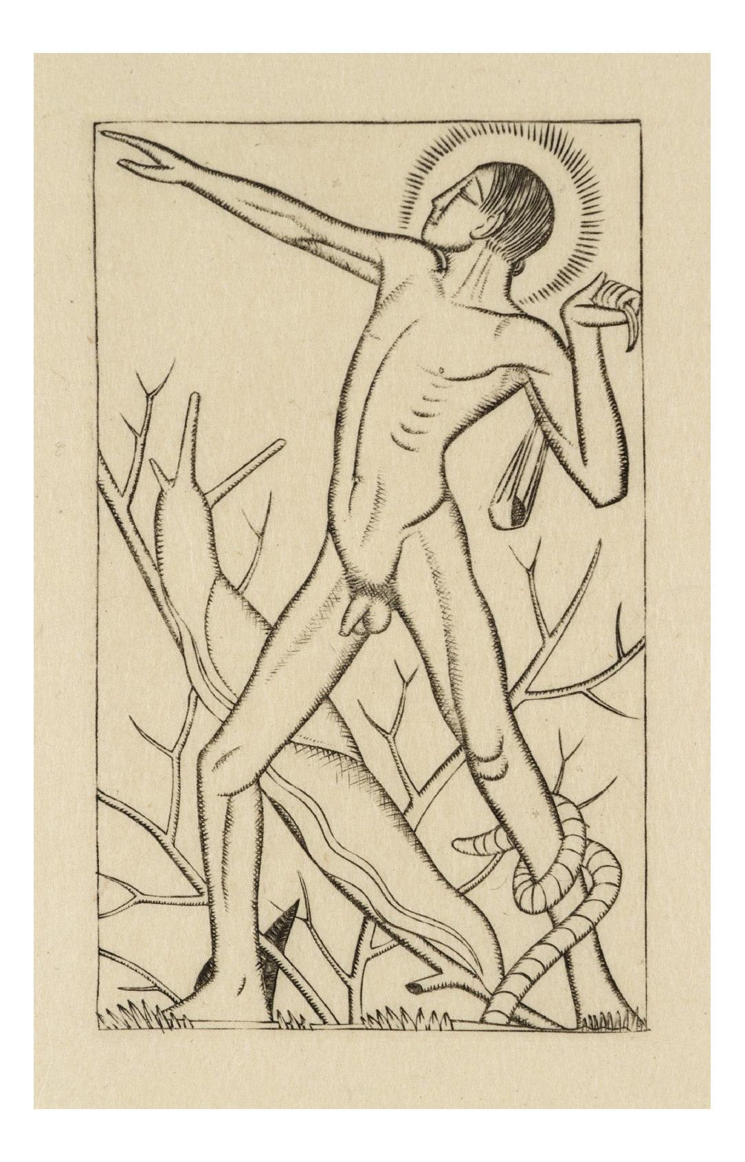 David Male Nude 1926 by Eric Gill, vintage artwork, modern poster print