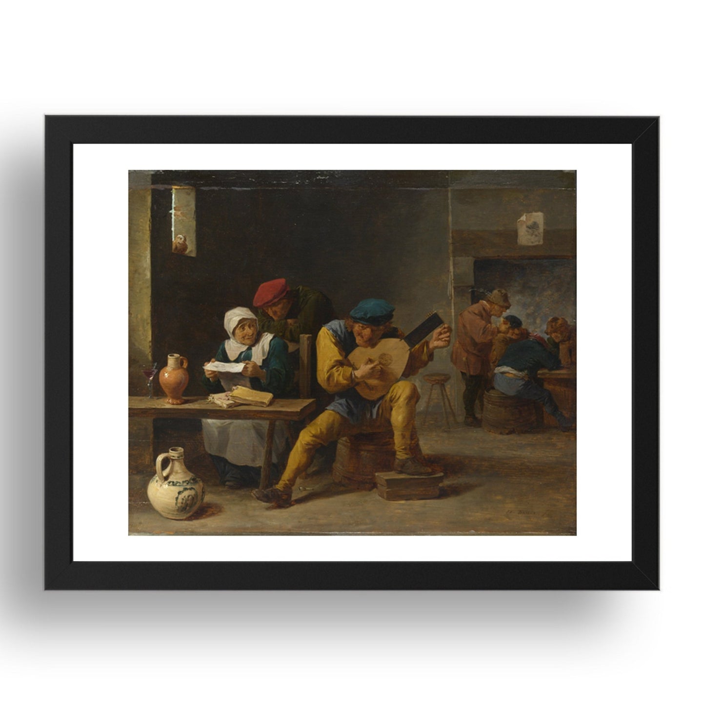 David Teniers the Younger: Peasants making Music in an Inn, Poster in 17x13"(A3) Frame