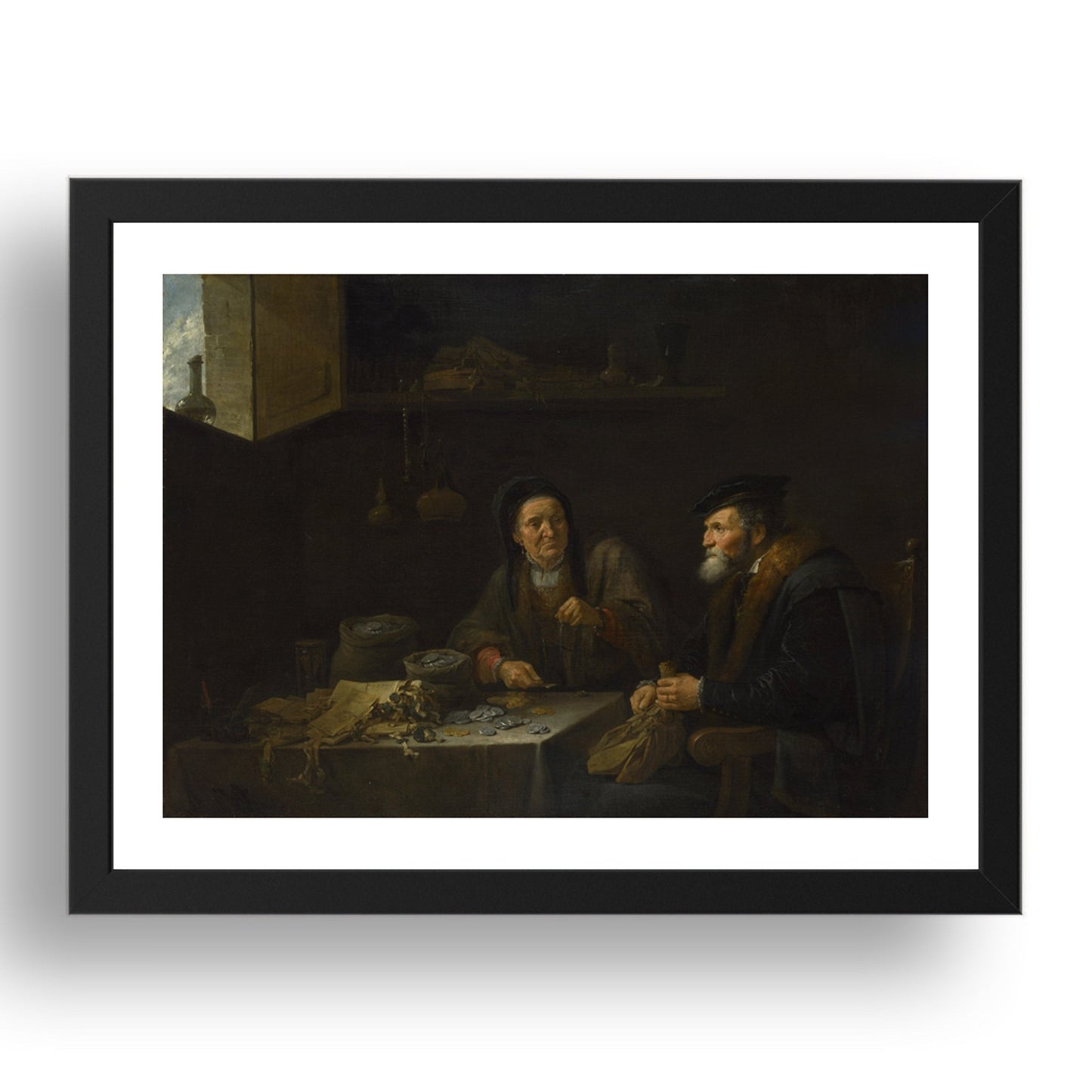 David Teniers the Younger: The Covetous Man, Poster in 17x13"(A3) Frame