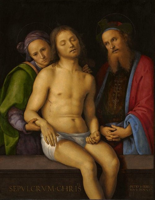 Dead Christ with Joseph of Arimathea and Nicodemus, vintage artwork by Perugino, A3 (16x12") Poster Print
