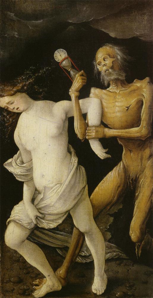 Death Chasing a Maiden, vintage artwork by Hans Baldung, A3 (16x12") Poster Print