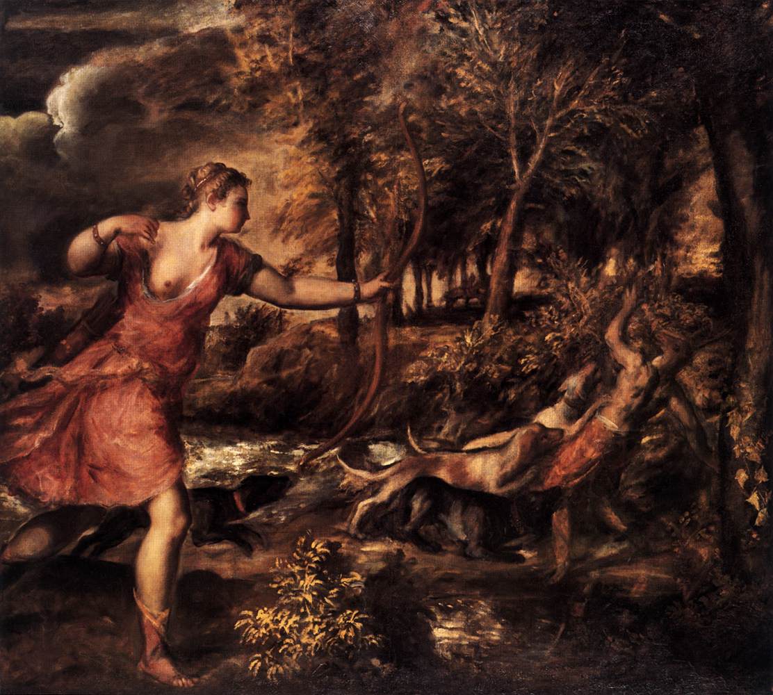 Death of Actaeon, vintage artwork by Titian, A3 (16x12") Poster Print