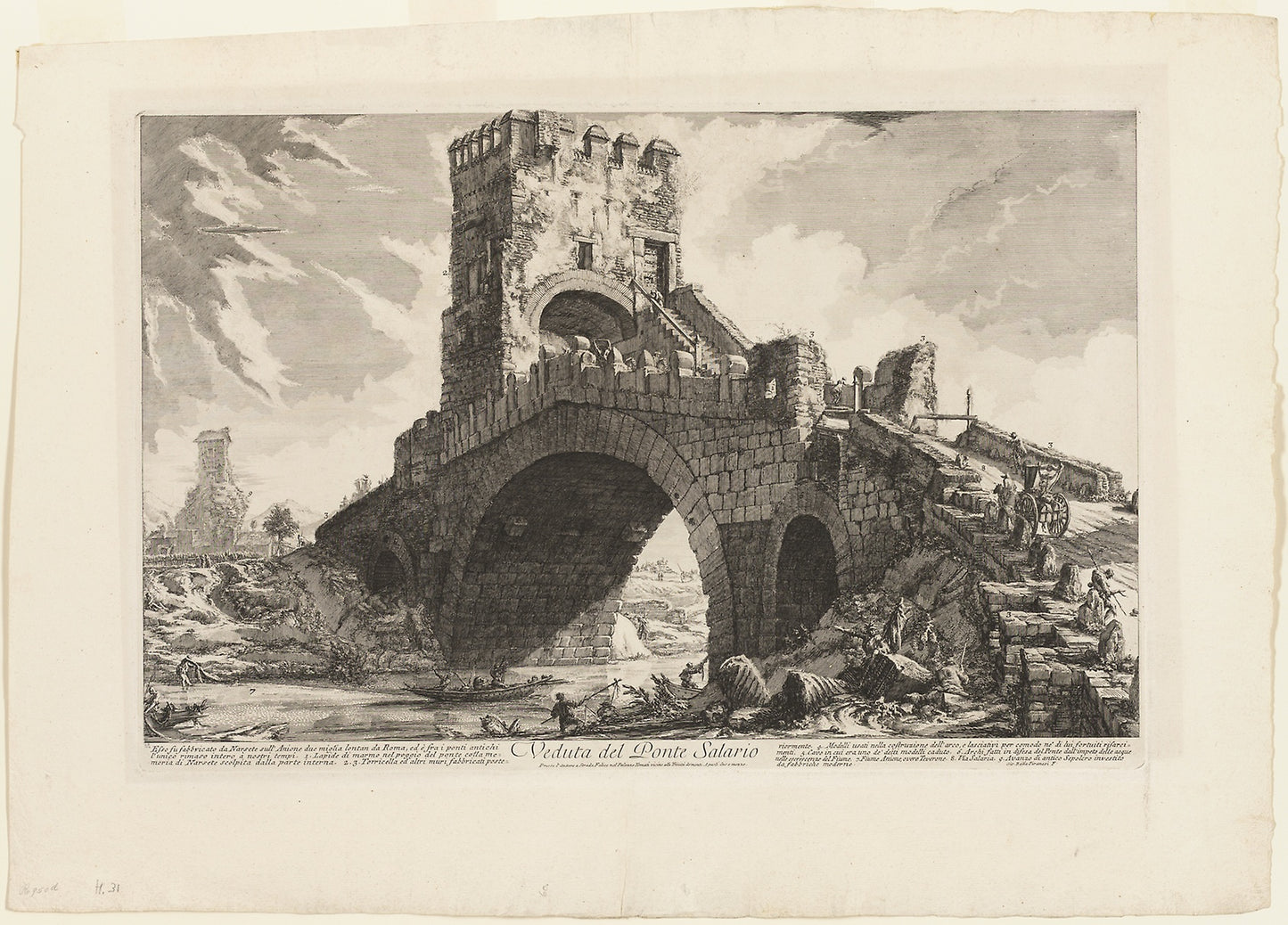 View of the Ponte Salario, from Views of Rome - Giovanni Battista Piranesi, Poster Print Wall Art