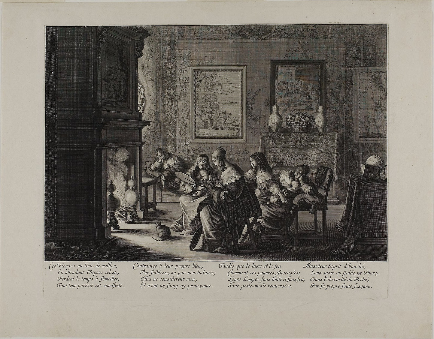 The Wise and Foolish Virgins, plate five: Abraham Bosse, Poster Print Wall Art