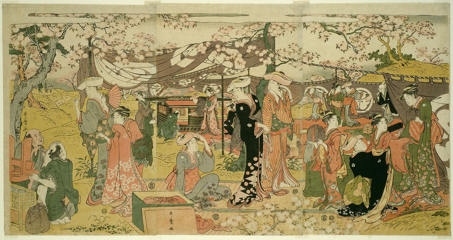 Cherry Blossom Banquet (Oka no utage) - Kitagawa Utamaro ??? ??, Poster Print Wall Art