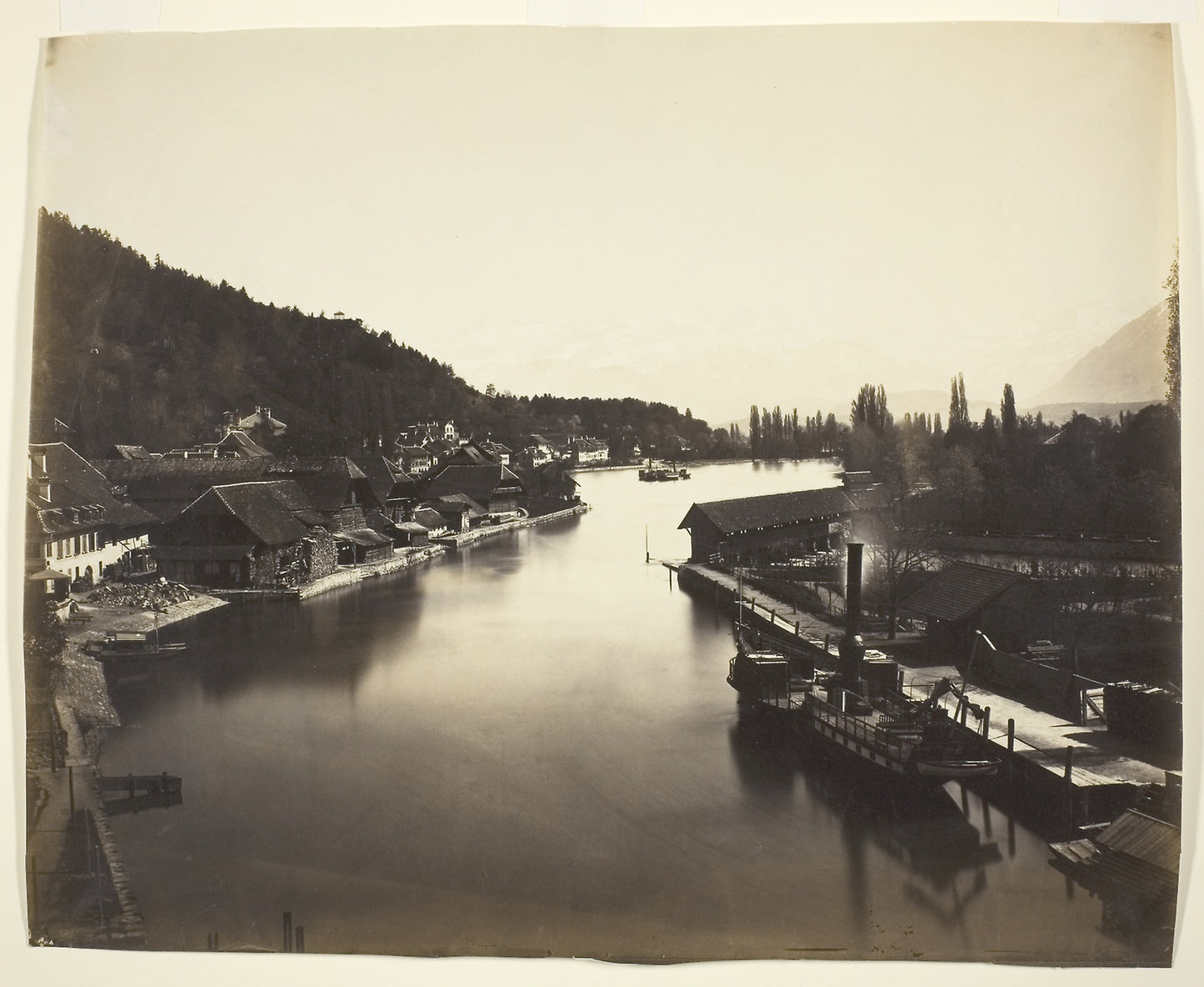 Steamer in Lake Thun, Switzerland: Adolphe Braun, Poster Print Wall Art