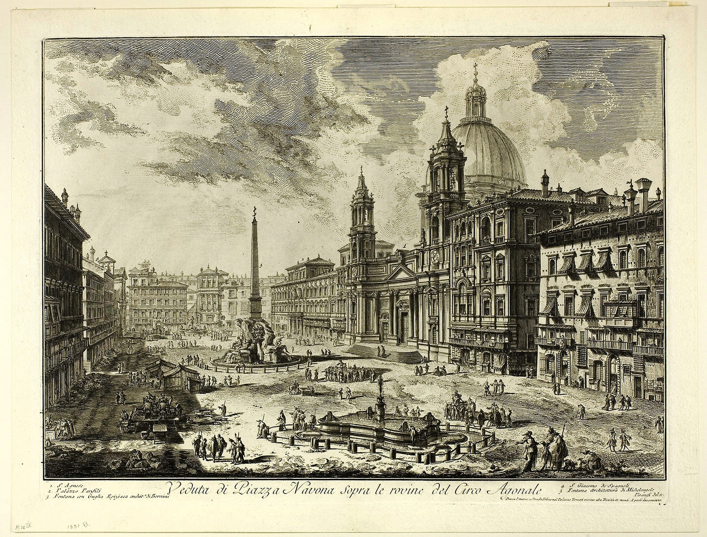 View of Piazza Navona above the ruins of the Circus of Domitian, from Views of Rome - Giovanni Battista Piranesi, Poster Print Wall Art
