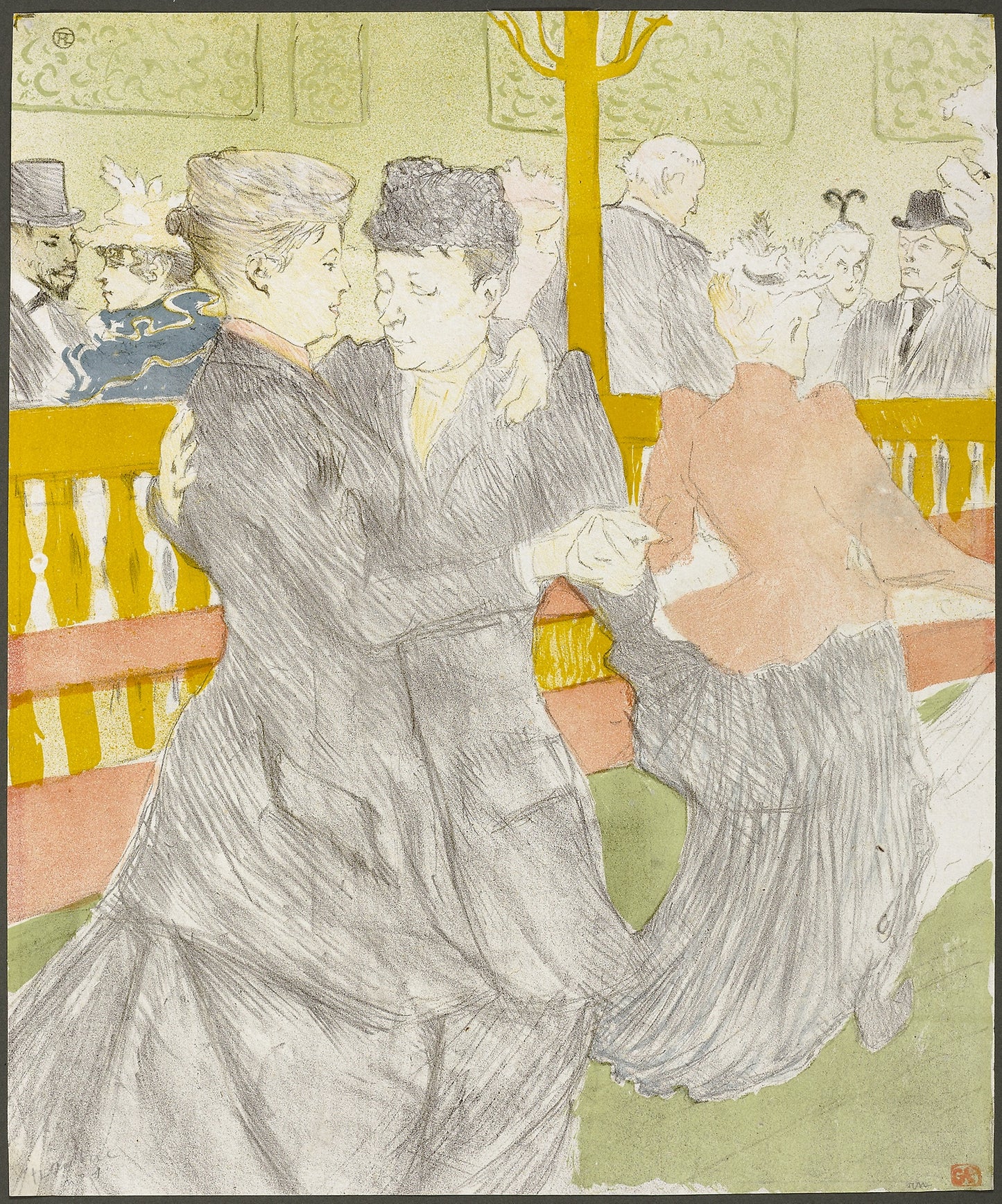 Dance at the Moulin Rouge: Henri de Toulouse-Lautrec,16x12"(A3) Poster