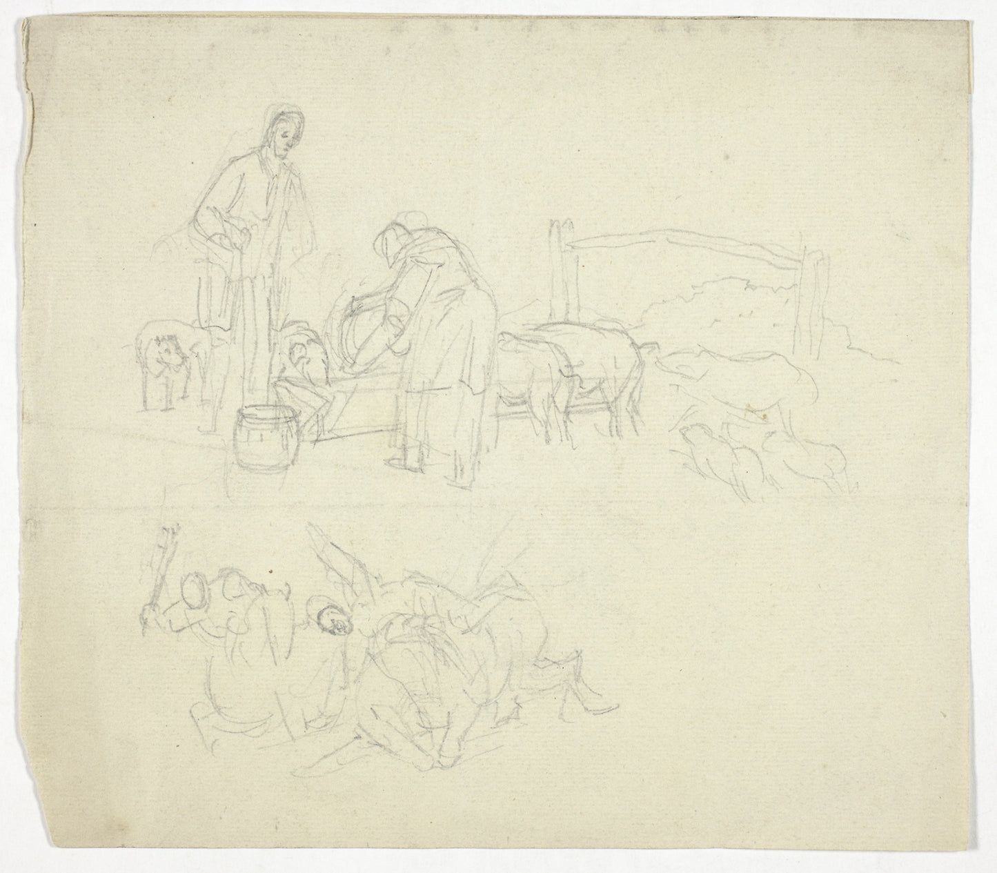 Feeding Pigs - William Henry Pyne, Poster Print Wall Art