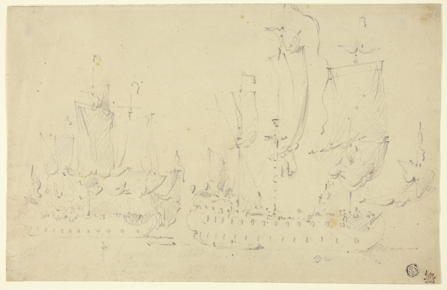 Two Frigates Under Full Sail - Attributed to Willem van de Velde, II (Dutch, 1633-1707), Poster Print Wall Art