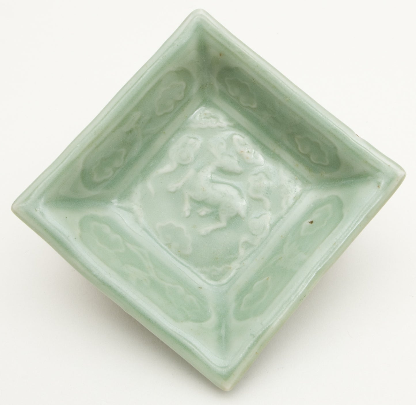 Square Dish with Symbols of Longevity and Immortality (Deer, Bats, Fungus, and Clouds) and the Phrase Tian Zhi Mei Lu (Beauty of Heavenly Prosperity) - China, Poster Print Wall Art