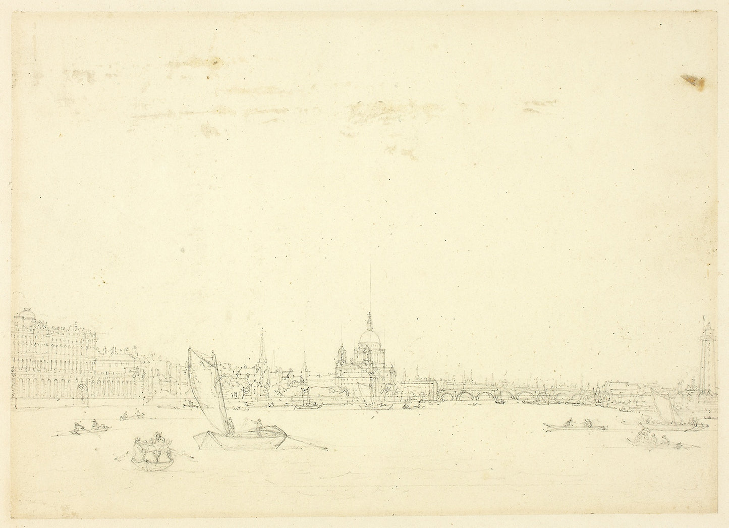Study for View of London from the Thames - Augustus Charles Pugin (English, born France, 1762-1832), Poster Print Wall Art