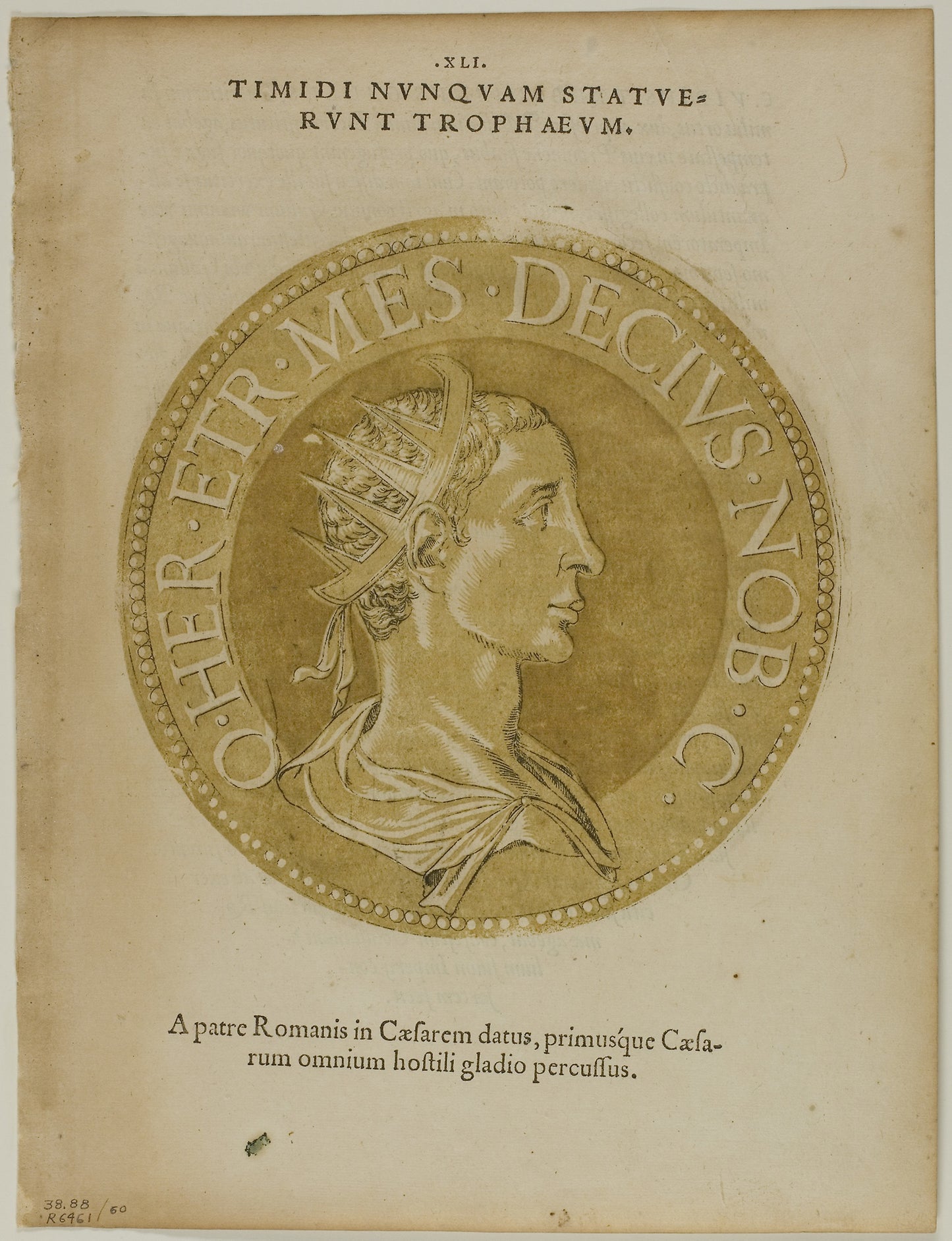 Emperor Decius from Icones Imperatorum Romanorum, plate 60 from Woodcuts from Books of the XVI Century - Hubrecht Goltzius (German, 1526-1583) and Josse van Gietleughen (Dutch, active c. 1545), Poster Print Wall Art