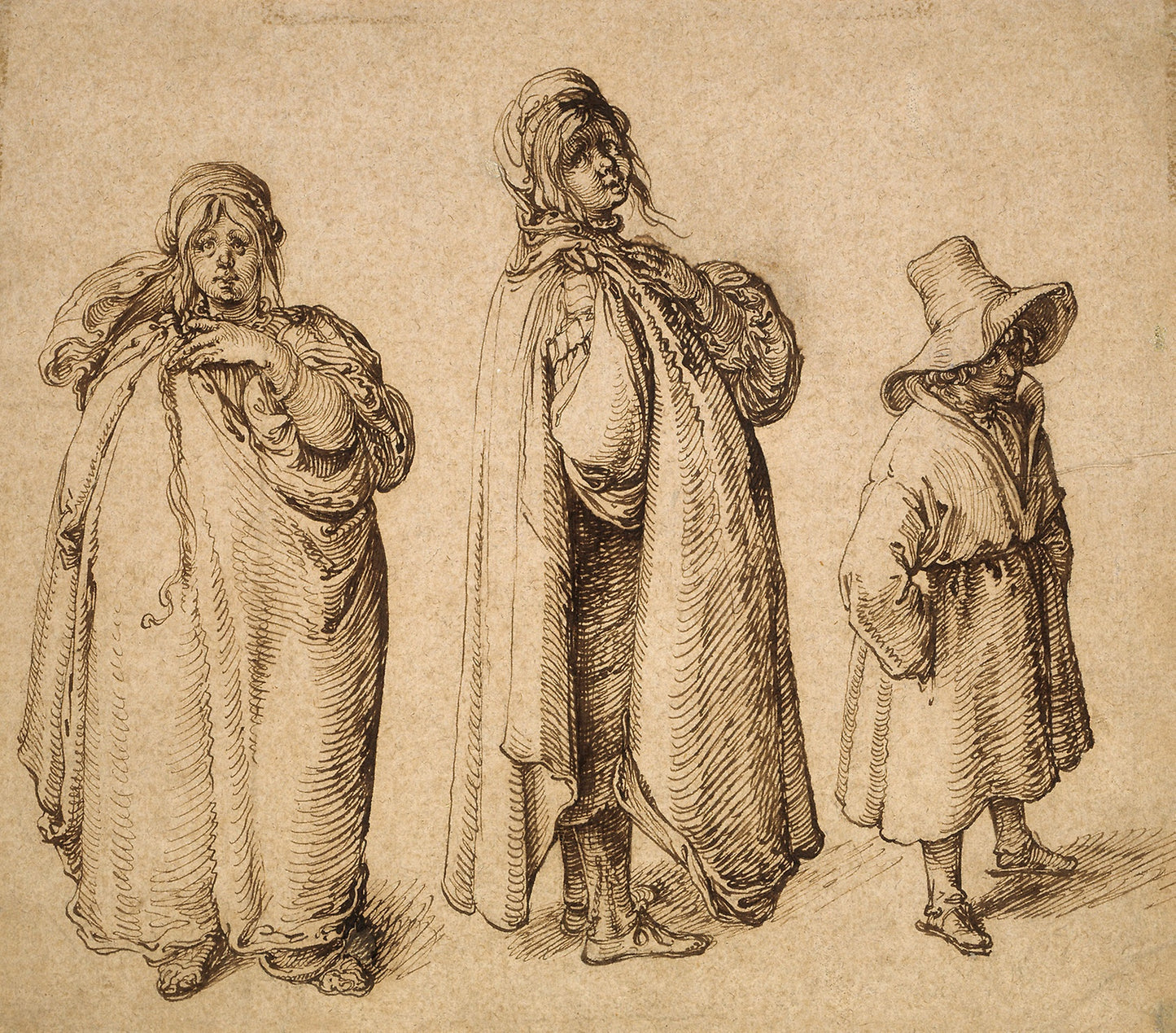 Two Studies of a Roma Woman and a Roma Boy in a Large Hat - Jacques de Gheyn II, Poster Print Wall Art