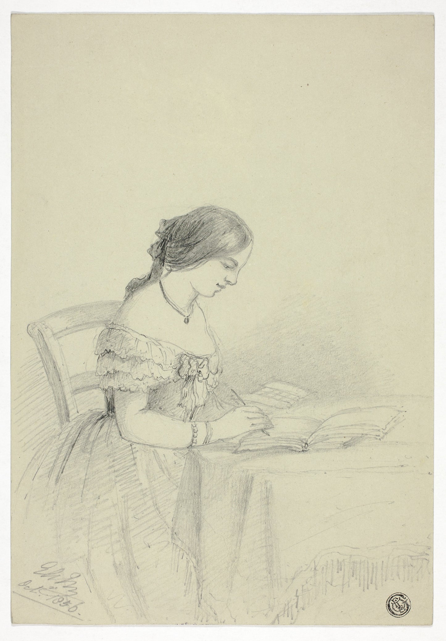 Woman Watercoloring (possibly a Self Portrait) - Elizabeth Murray, Poster Print Wall Art
