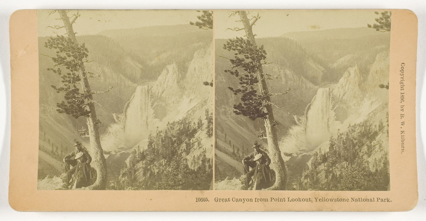 Great Canyon from Point Lookout, Yellowstone National Park - B. W. Kilburn, Poster Print Wall Art