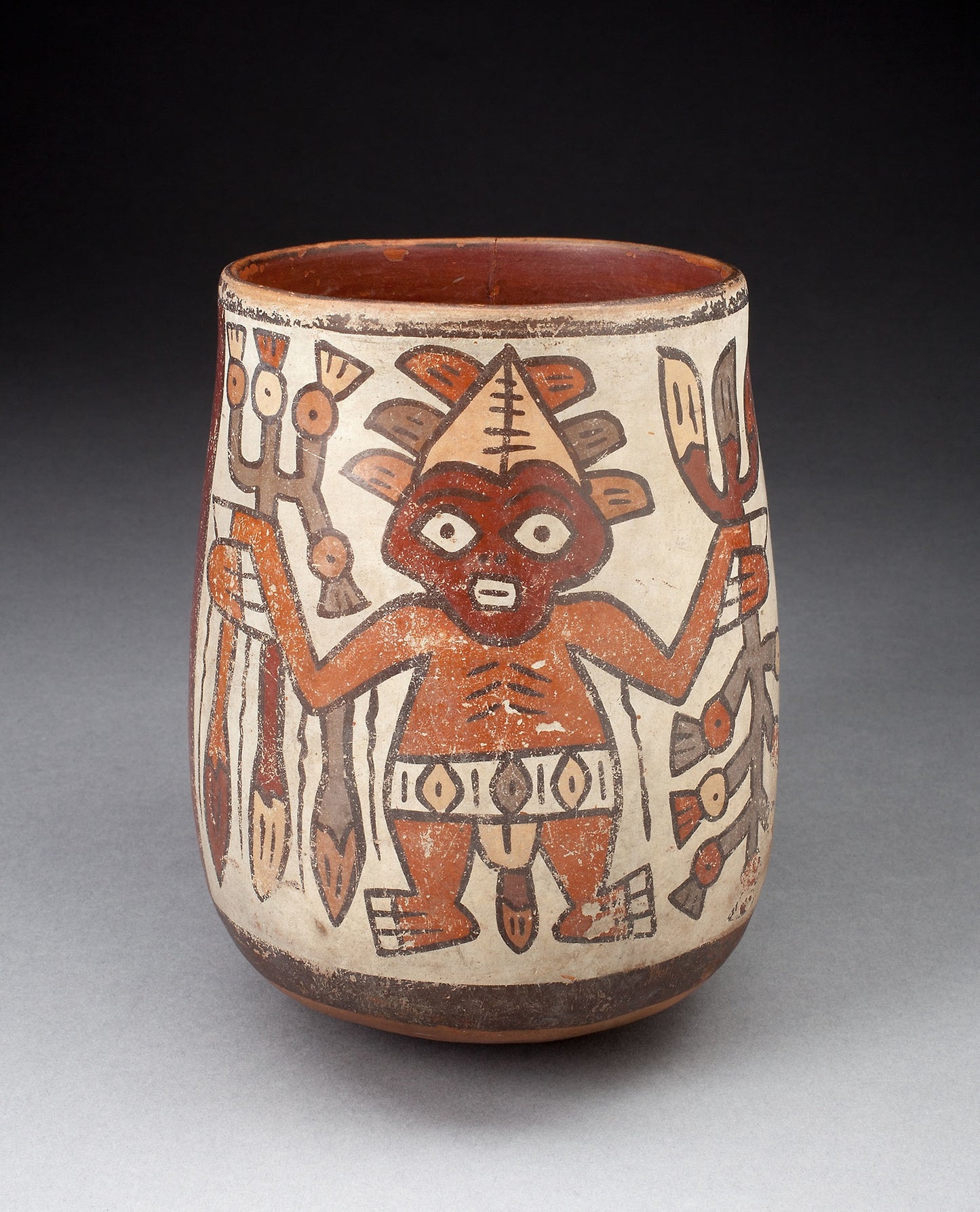 Jar Depicting Standing Figures Holding Plants - Nazca, Poster Print Wall Art