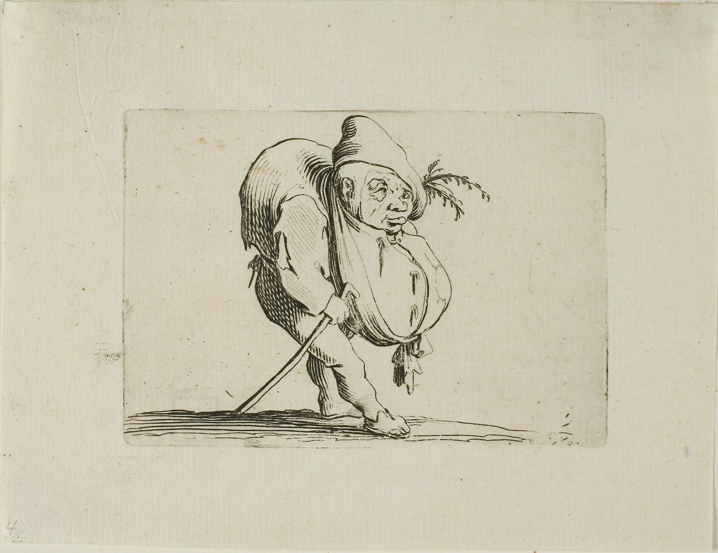 The Uneven One with a Cane, from Varie Figure Gobbi - Jacques Callot, Poster Print Wall Art