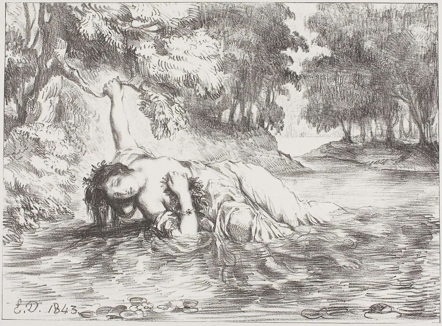 Ophelia's Death - Eugène Delacroix, Poster Print Wall Art