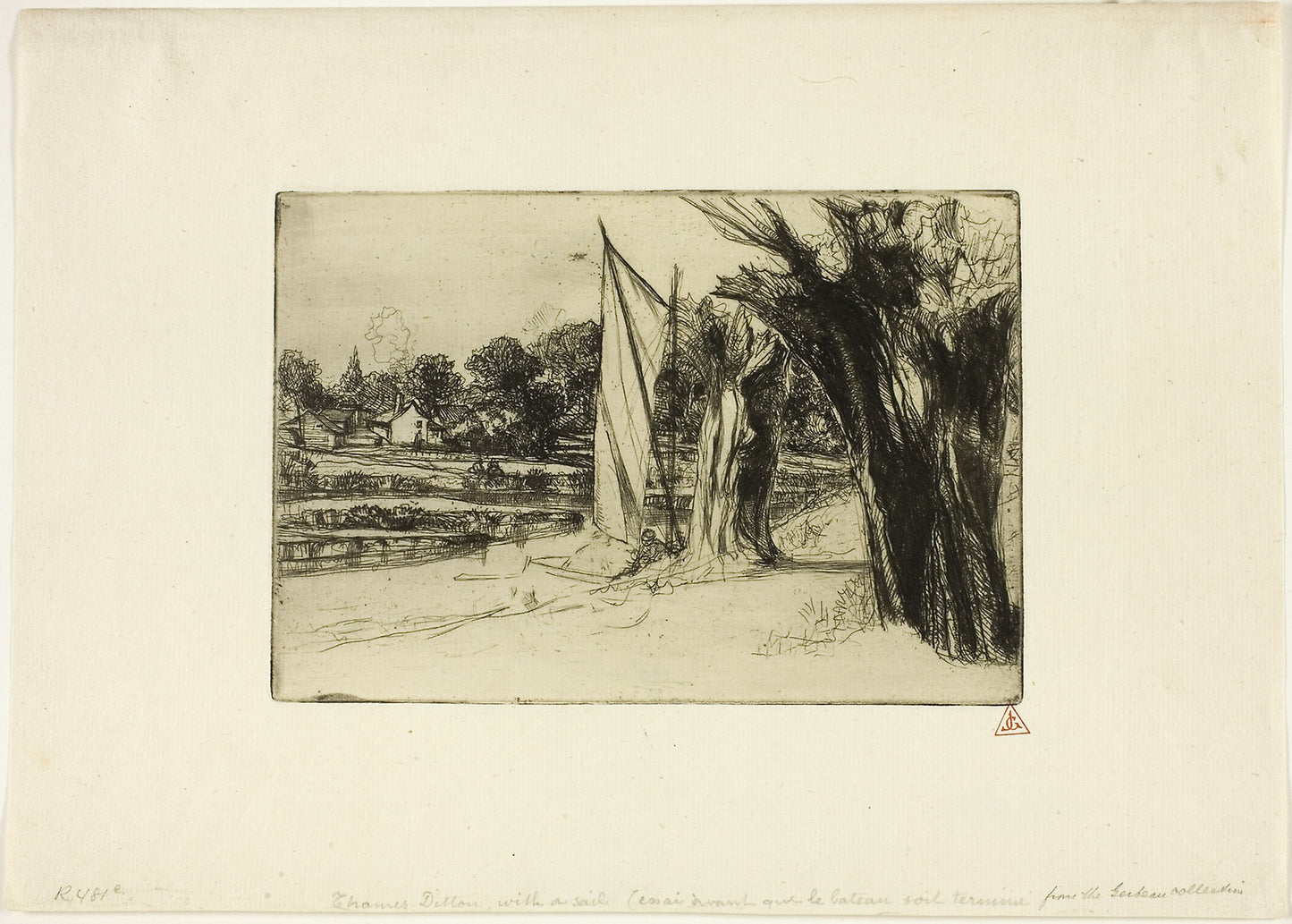 Thames Ditton-with a Sail - Francis Seymour Haden, Poster Print Wall Art
