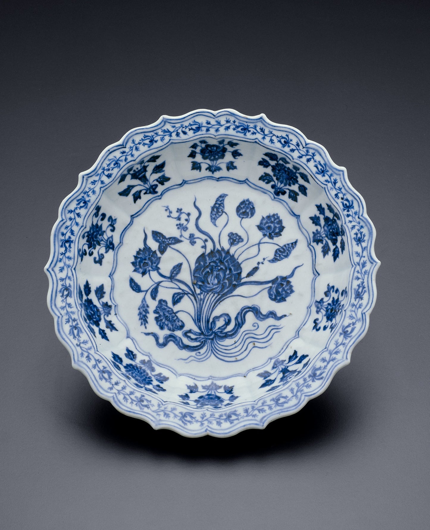 Lobed Dish with Bouquet of Lotus and Saggitaria - China, Poster Print Wall Art