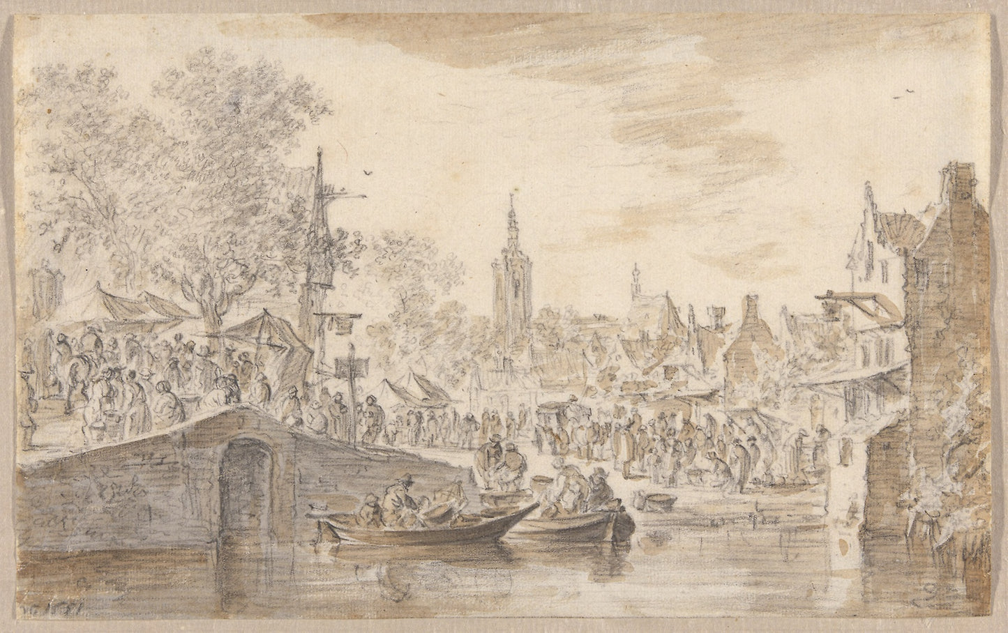 Market near a Canal - Jan Josephsz. van Goyen, Poster Print Wall Art