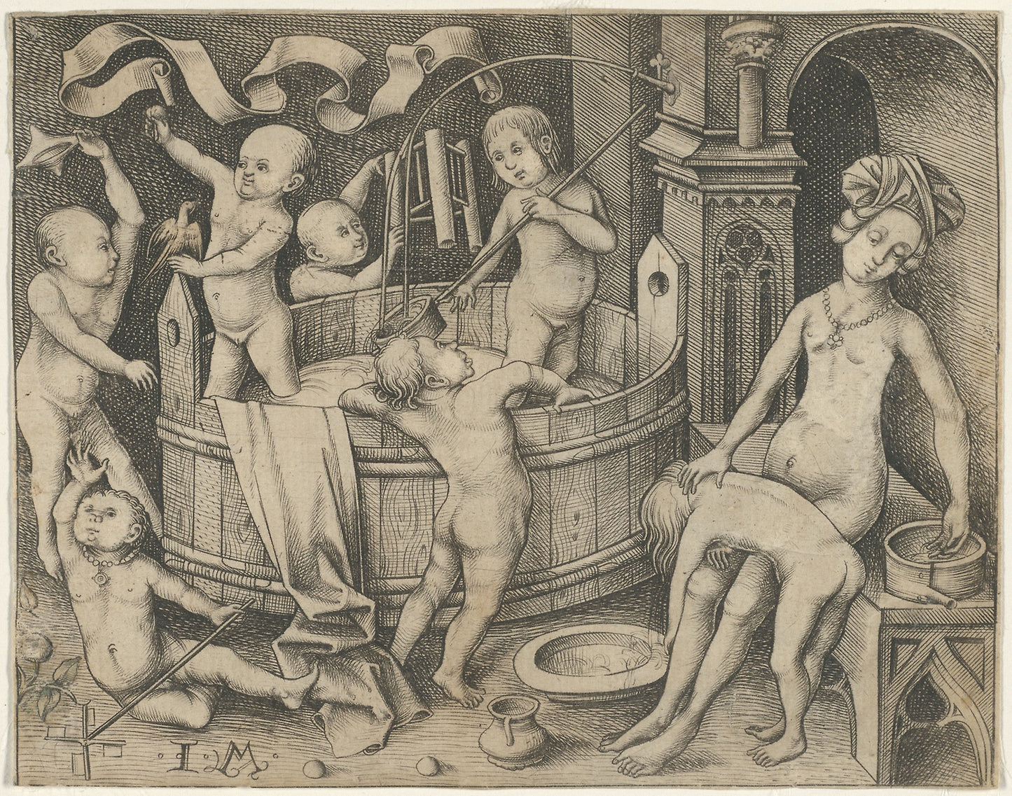 The Children's Bath - Israhel van Meckenem, Poster Print Wall Art