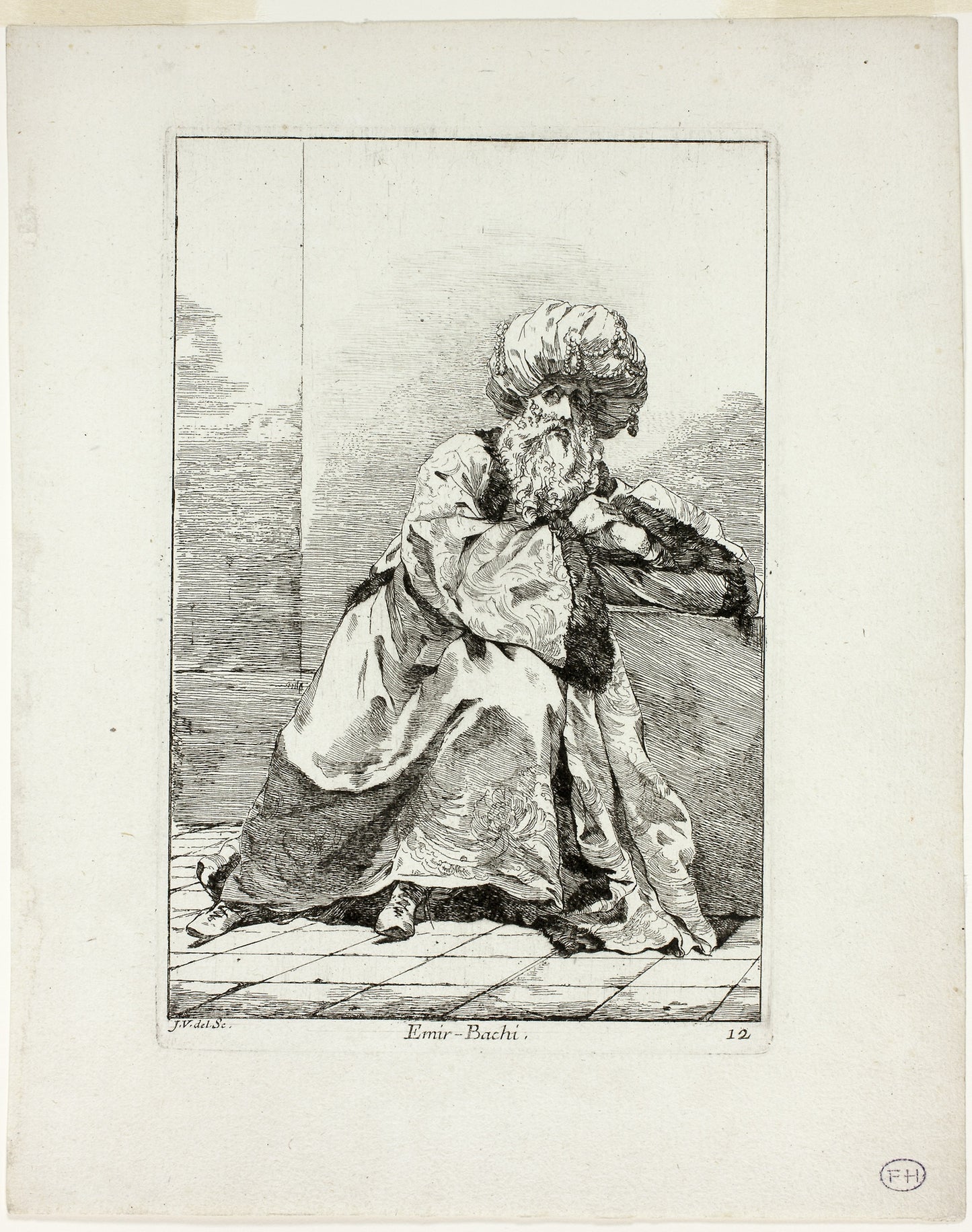 Emir Bachi, plate twelve from Caravanne du Sultan à la Mecque - Joseph Marie Vien, Poster Print Wall Art
