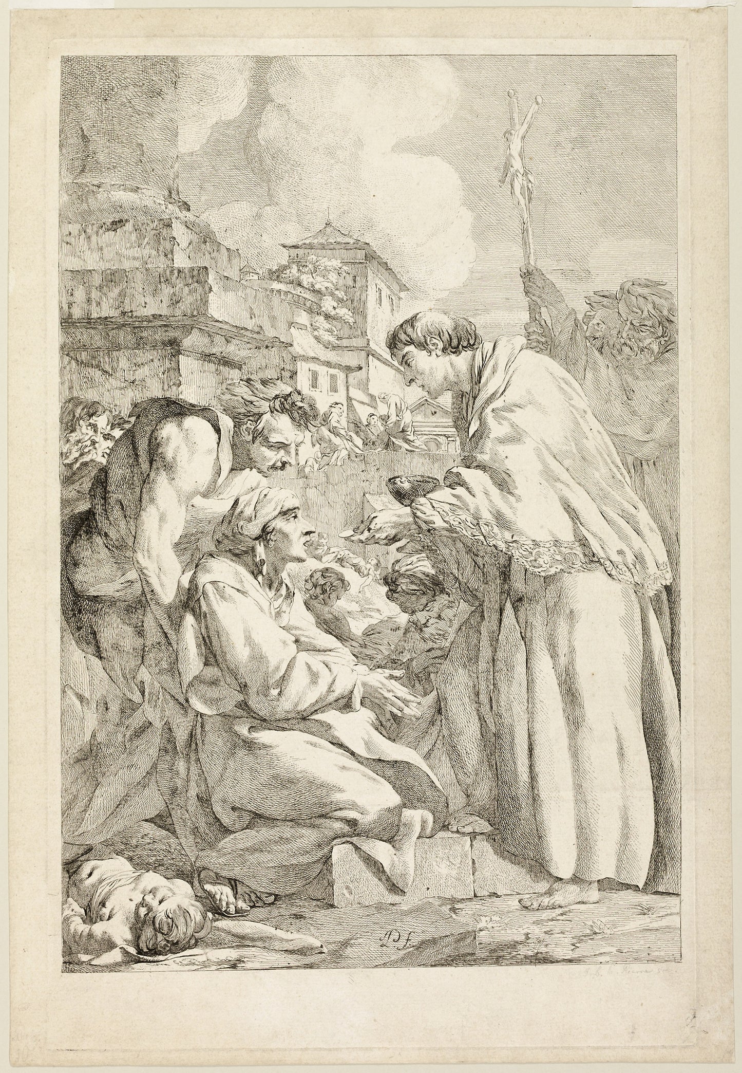 Saint Charles Borromeo Blessing the Plague-Stricken - Jean Baptiste Marie Pierre, Poster Print Wall Art