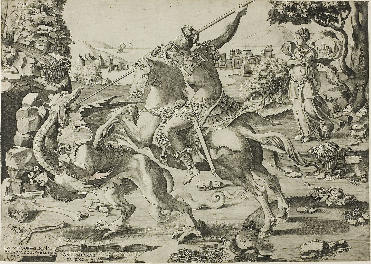 Saint George and the Dragon - Enea Vico (Italian, 1523-1567), Poster Print Wall Art
