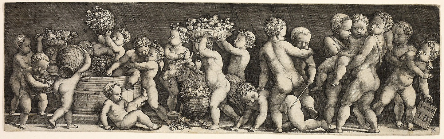 Children Gathering Grapes - Master I.B., Poster Print Wall Art