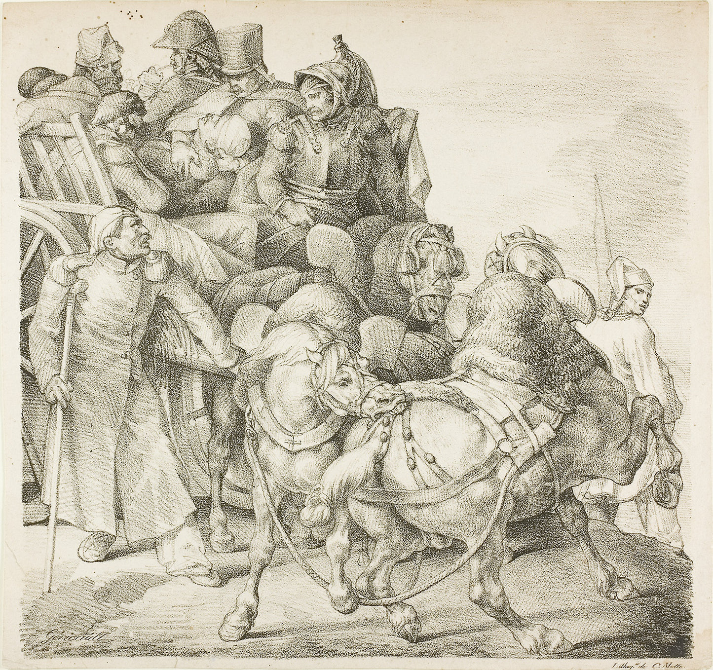 Wagon Laden with Wounded Soldiers - Jean Louis André Théodore Géricault (French, 1791-1824), Poster Print Wall Art