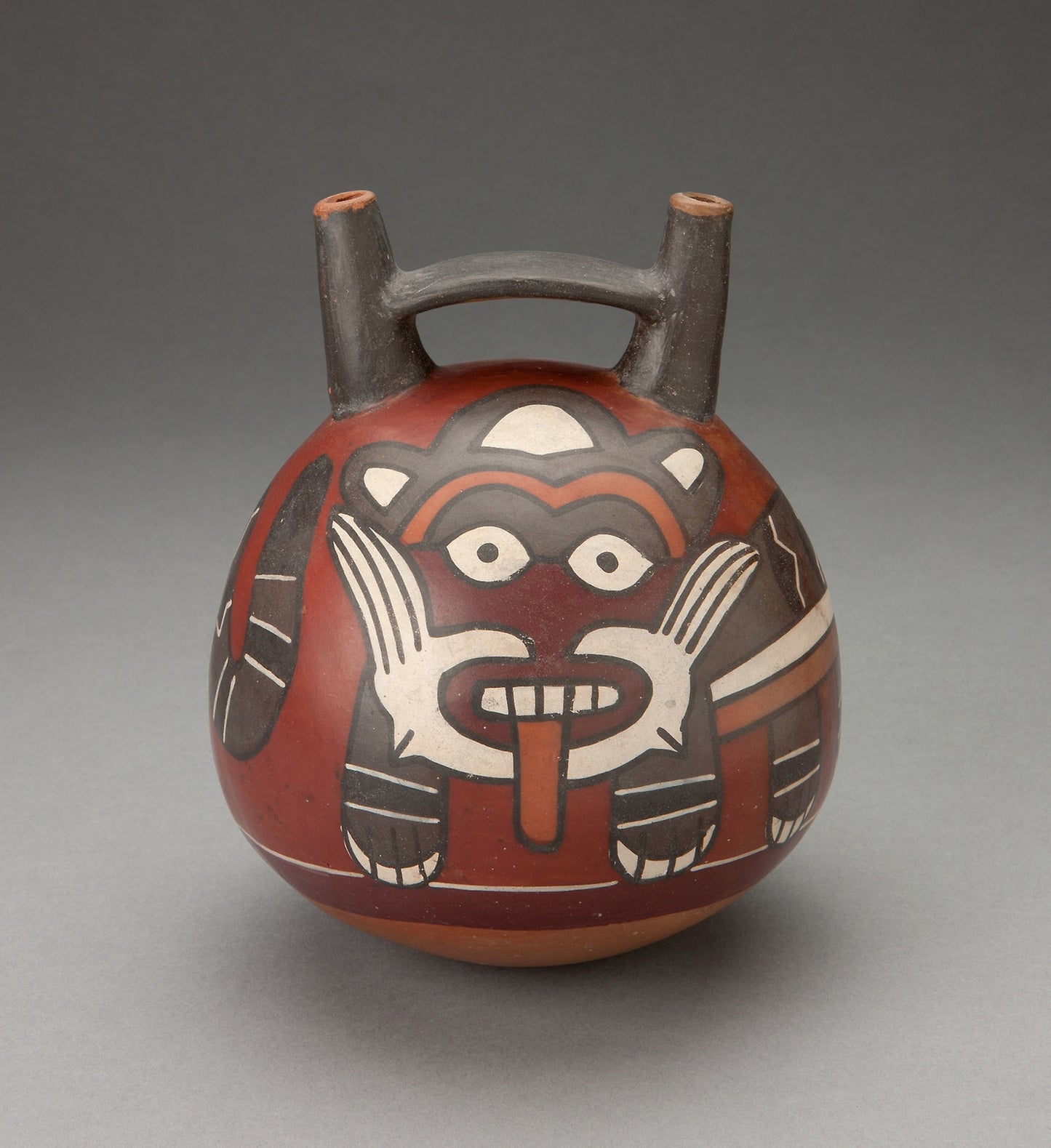 Double Spout Vessel Depicting a Figure Wearing a Feline Costume - Nazca, Poster Print Wall Art