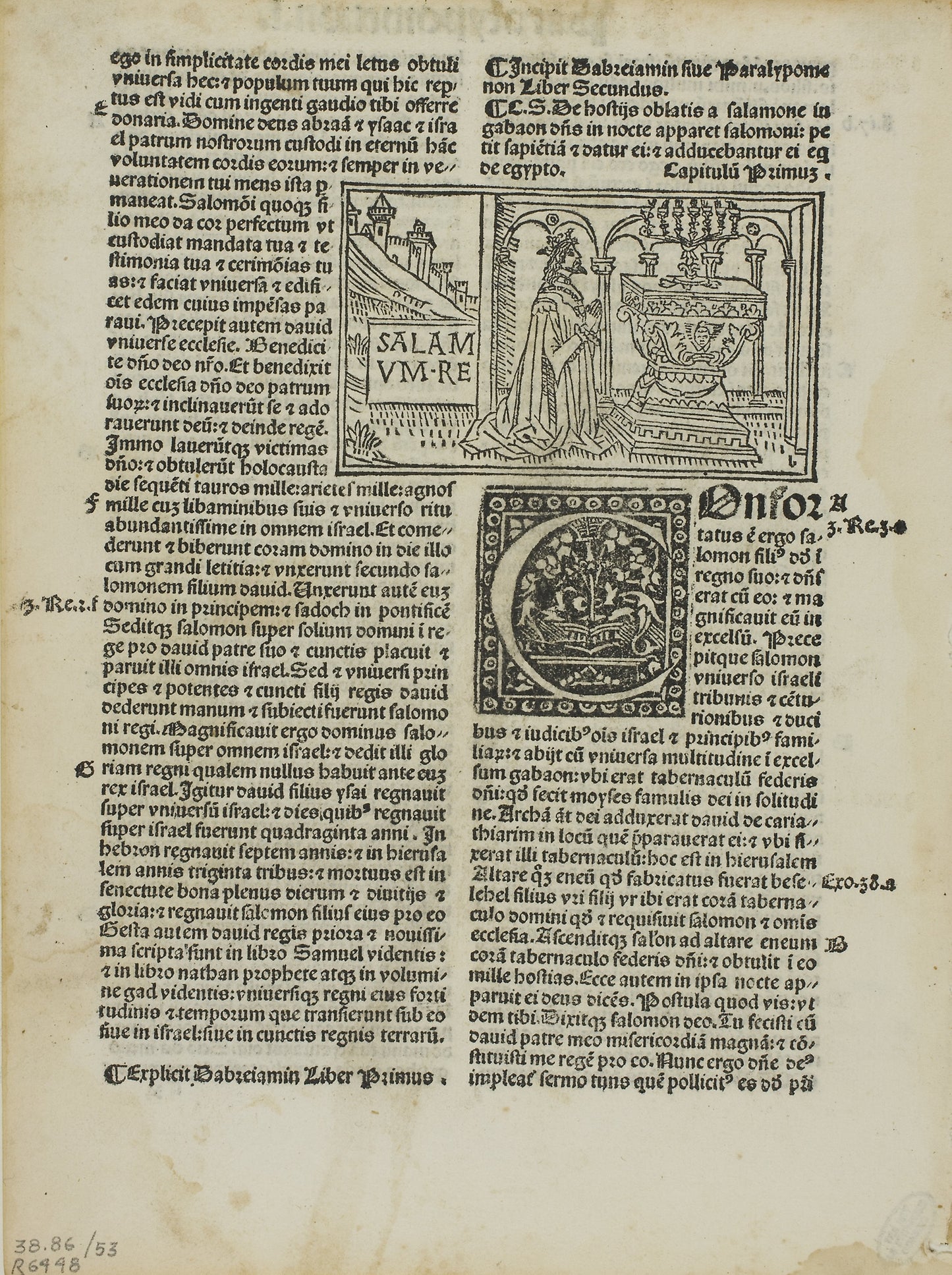 King Solomon in Prayer from Biblia cum tabula (also called Biblia Latina or Mallermi’s Bible), Plate 53 from Woodcuts from Books of the 15th Century - Monogrammist b (Venice, late 15th century), Poster Print Wall Art