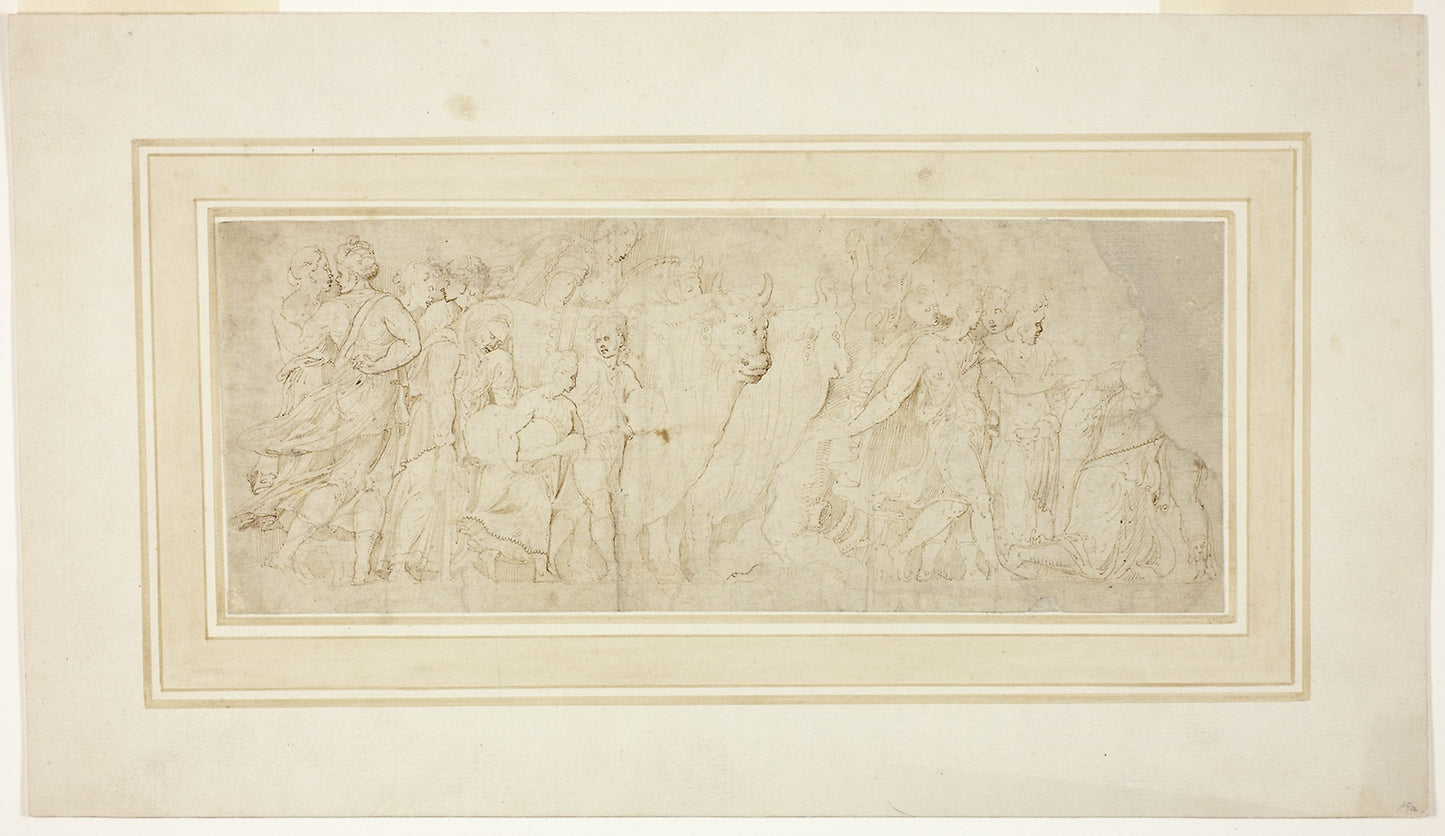 Procession of Figures and Oxen - Attributed to Girolamo Sellari, called Girolamo da Carpi, Poster Print Wall Art