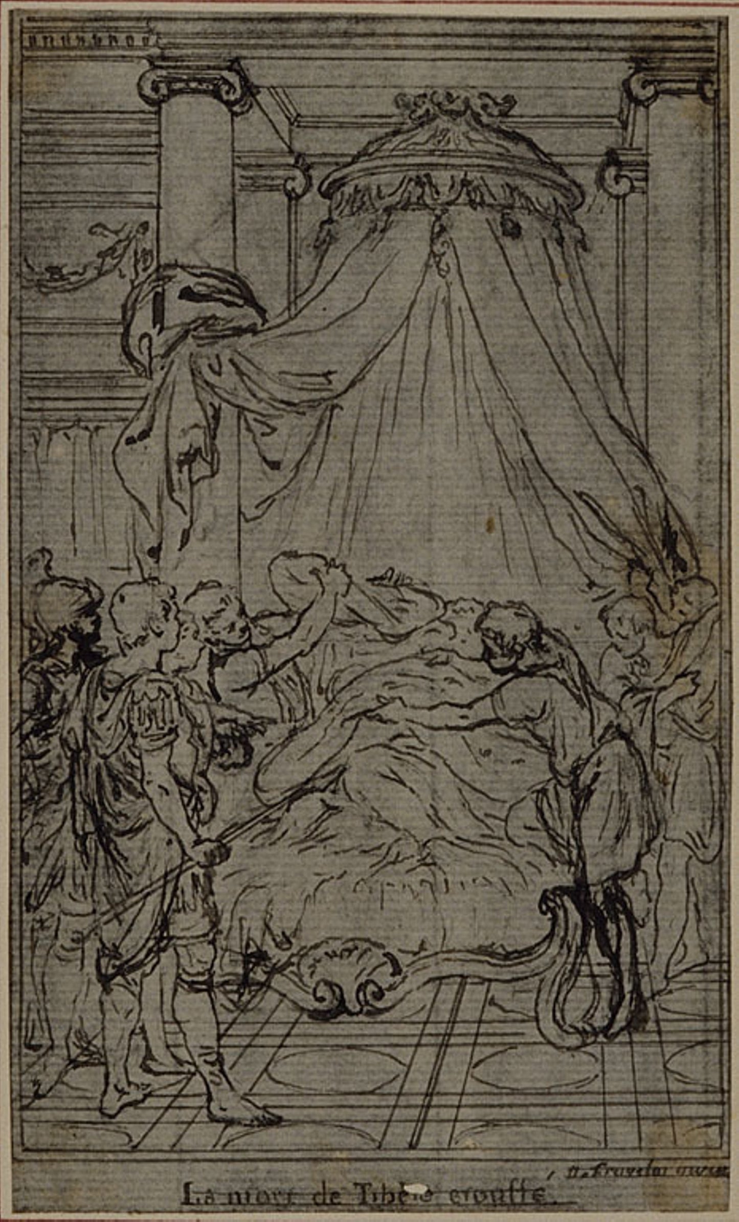 Study for an illustration in Tacitus "Tibère, ou Les Six Premiers Livres des Annales", Book VI, Vol. 3, Final Study - Hubert François Gravelot, Poster Print Wall Art