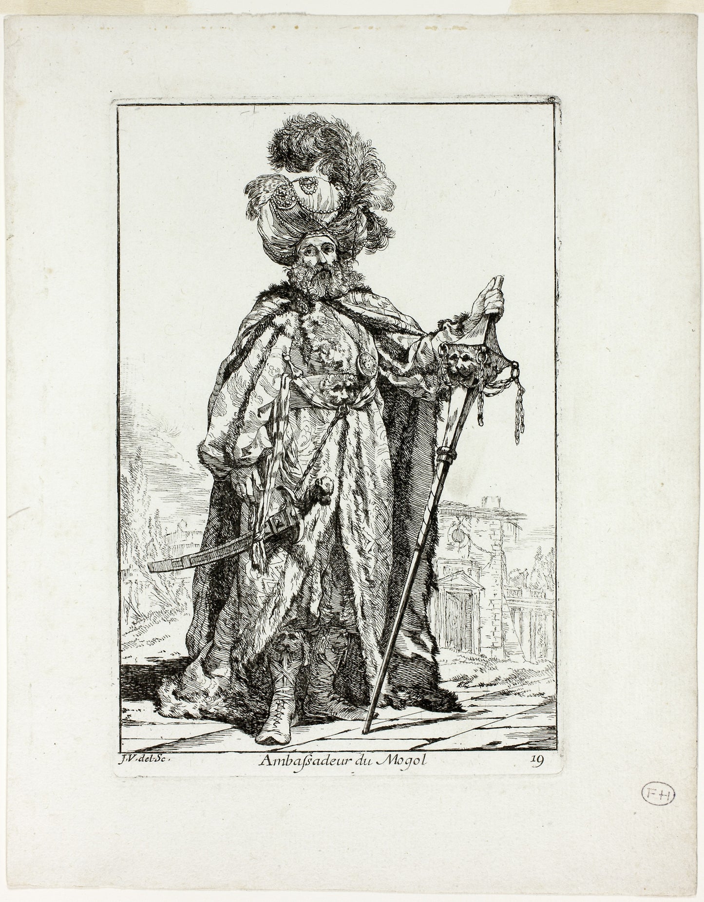 Ambassadeur du Mogol, plate nineteen from Caravanne du Sultan à la Mecque - Joseph Marie Vien, Poster Print Wall Art