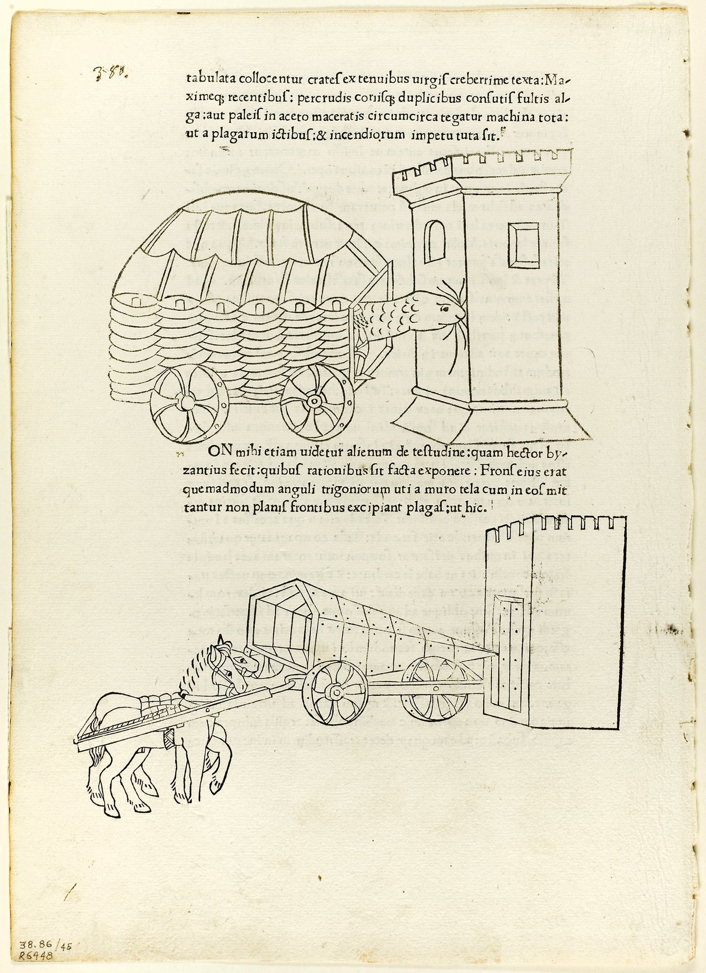 Battering Rams from De re militari (Concerning Military Matters), Plate 45 from Woodcuts from Books of the 15th Century - Matteo de' Pasti (Italian, c. 1420-1467/68), Poster Print Wall Art