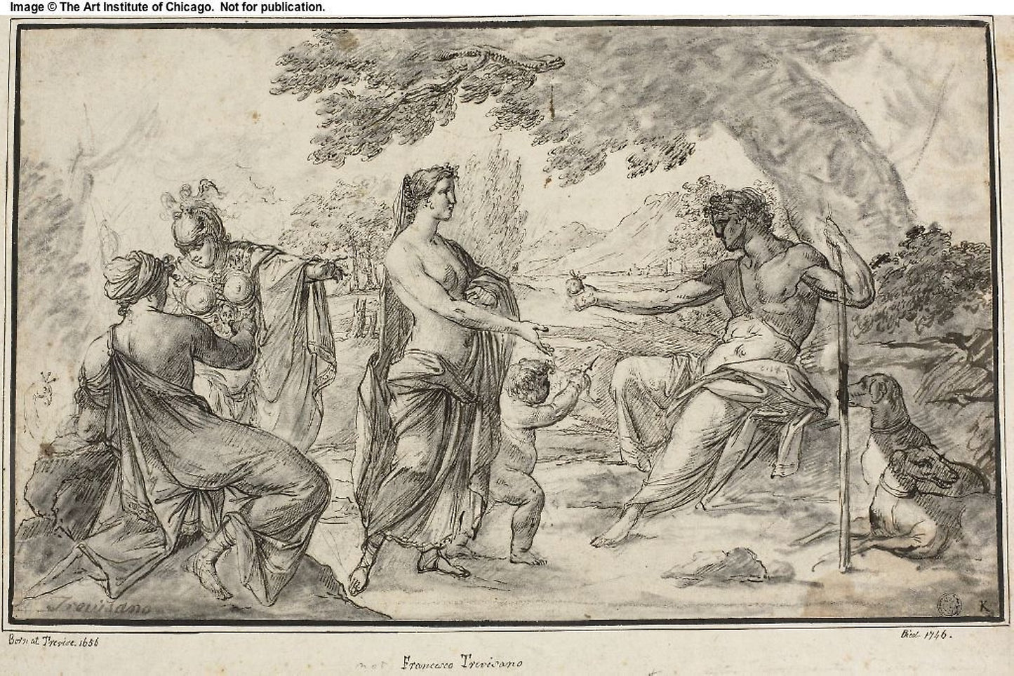 Judgement of Paris - Attributed to Francesco Trevisani, Poster Print Wall Art